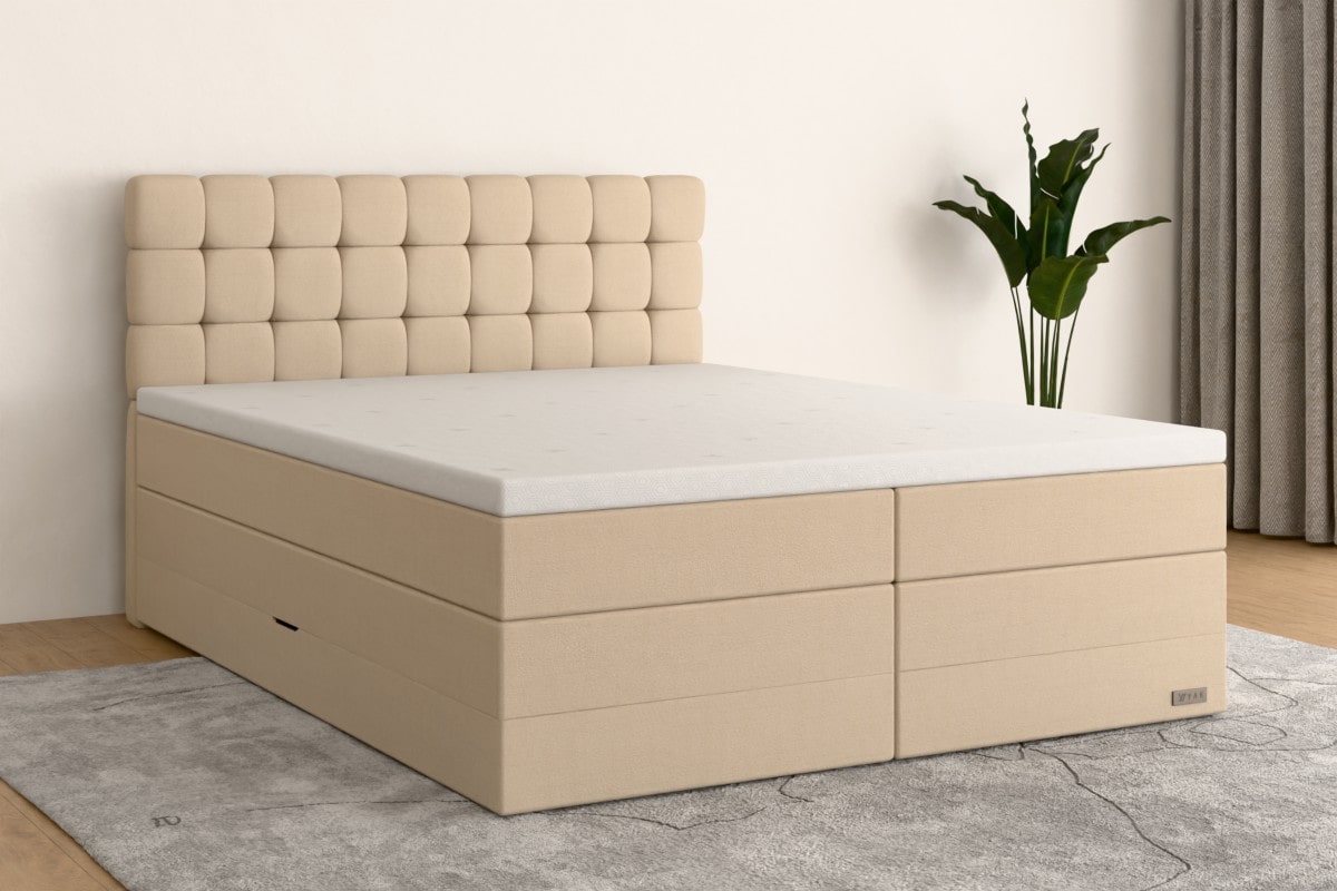 Boxspringbett MAX  200x200 cm  Creme  H2 /H4 BE3BKSO