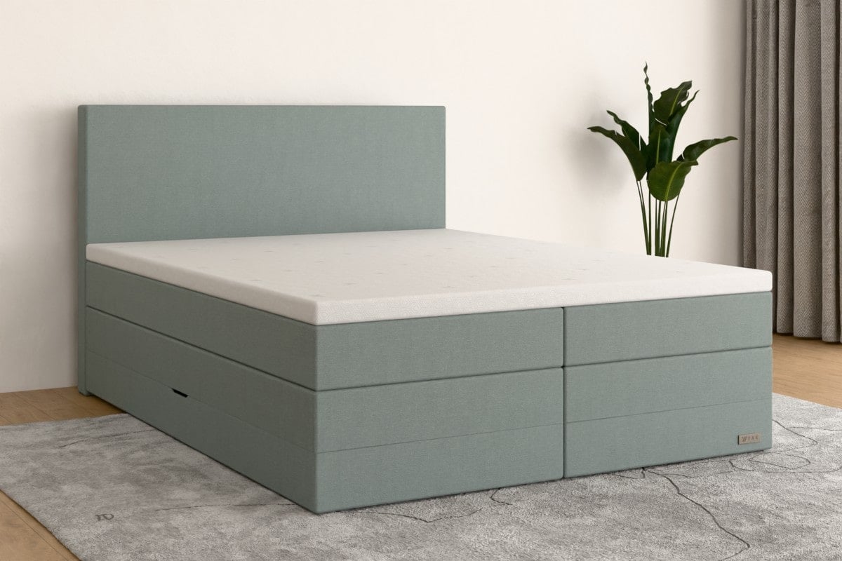 Boxspringbett PRO  200x200 cm  Eisblau  H2 /H4 BL1BKSO