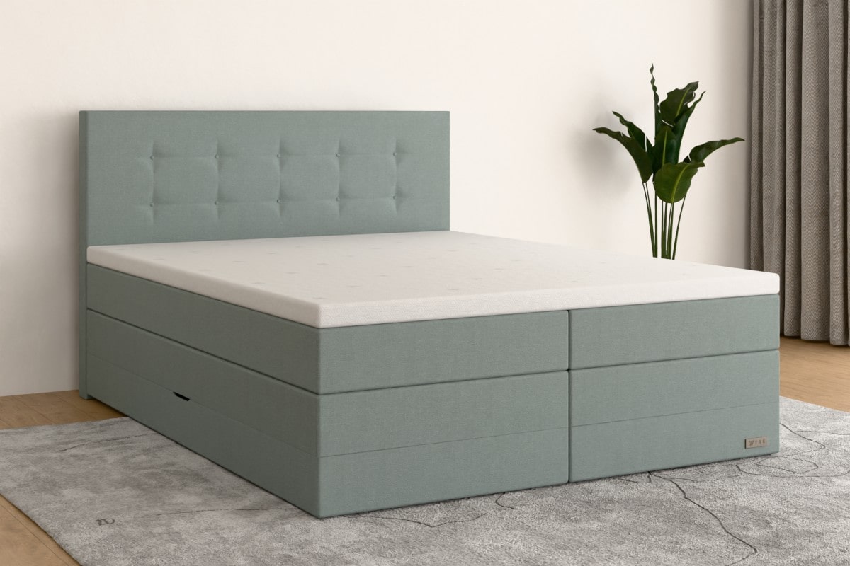 Boxspringbett MAX  180x200 cm  Eisblau  H3 /H4 BL2BKSO