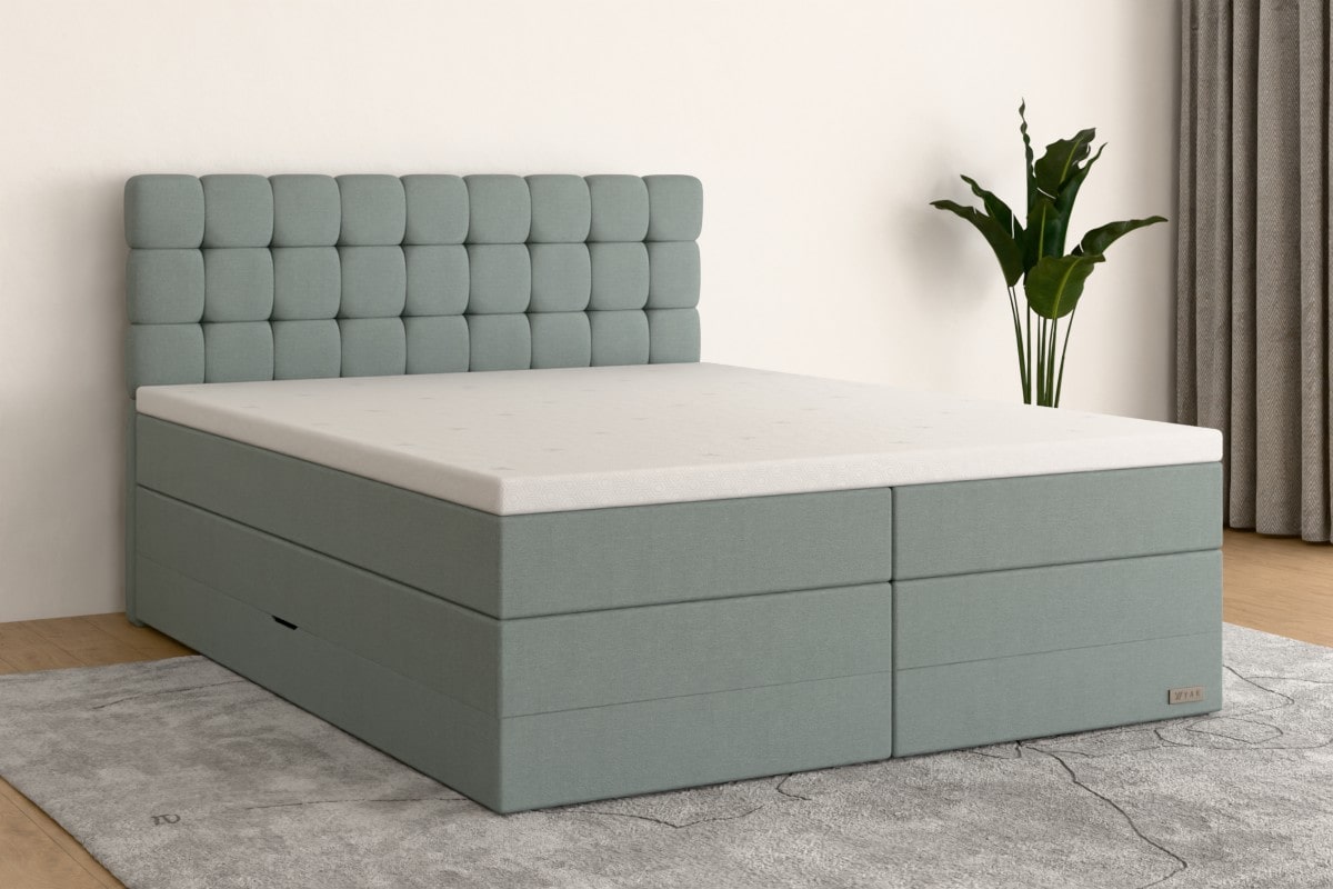 Boxspringbett MAX  140x200 cm  Eisblau  H2 /- BL3BKSO