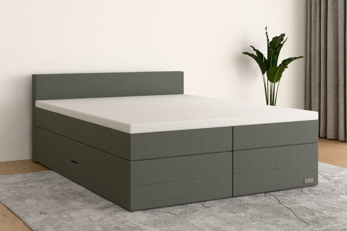 Boxspringbett PRO  200x200 cm  Waldgrün  H2 /H2 GN5BKSO