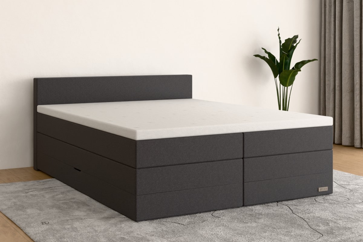 Boxspringbett PRO  200x200 cm  Grau  H2 /H2 GR5BKSO
