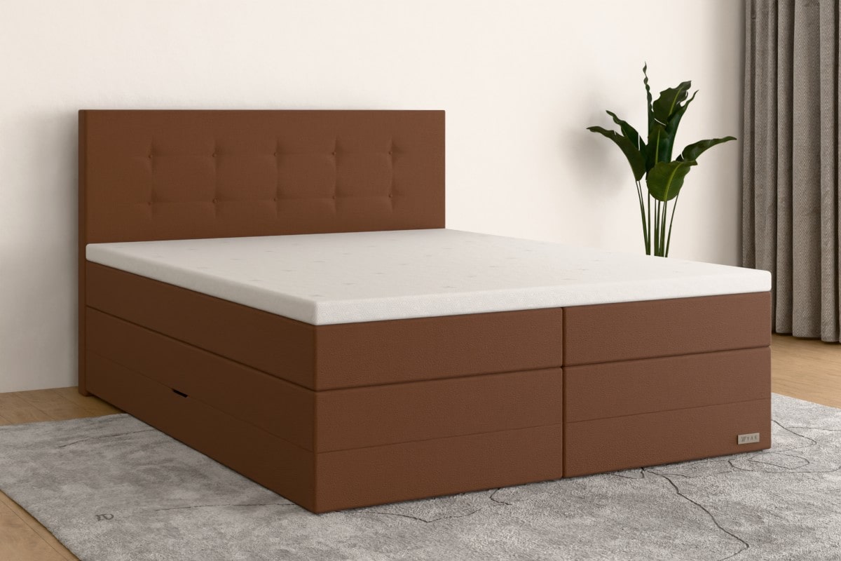 Boxspringbett MAX  140x200 cm  Cognac (Kunstleder)  H2 /- KCO2BKSO