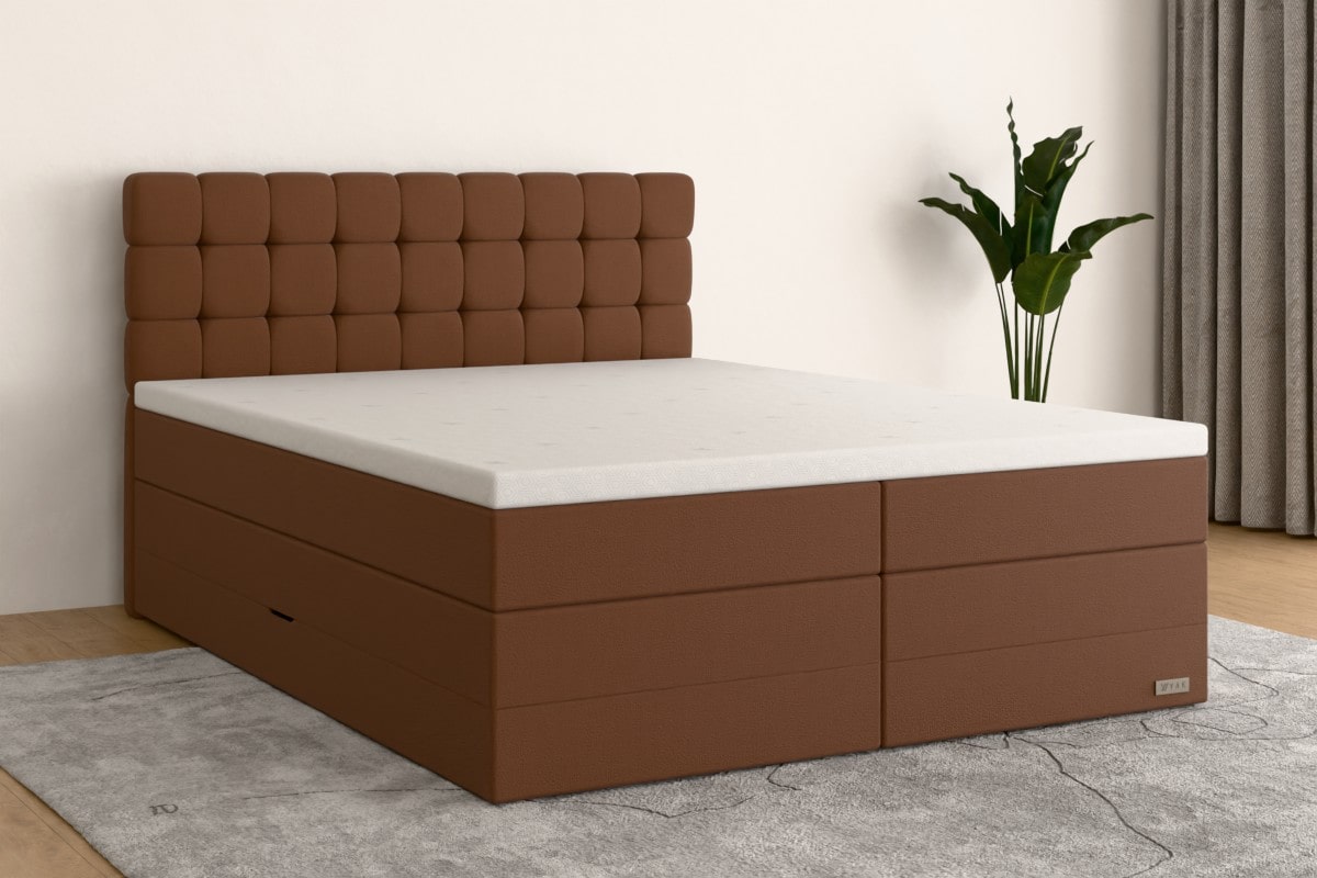 Boxspringbett MAX  160x200 cm  Cognac (Kunstleder)  H4 /H2 KCO3BKSO