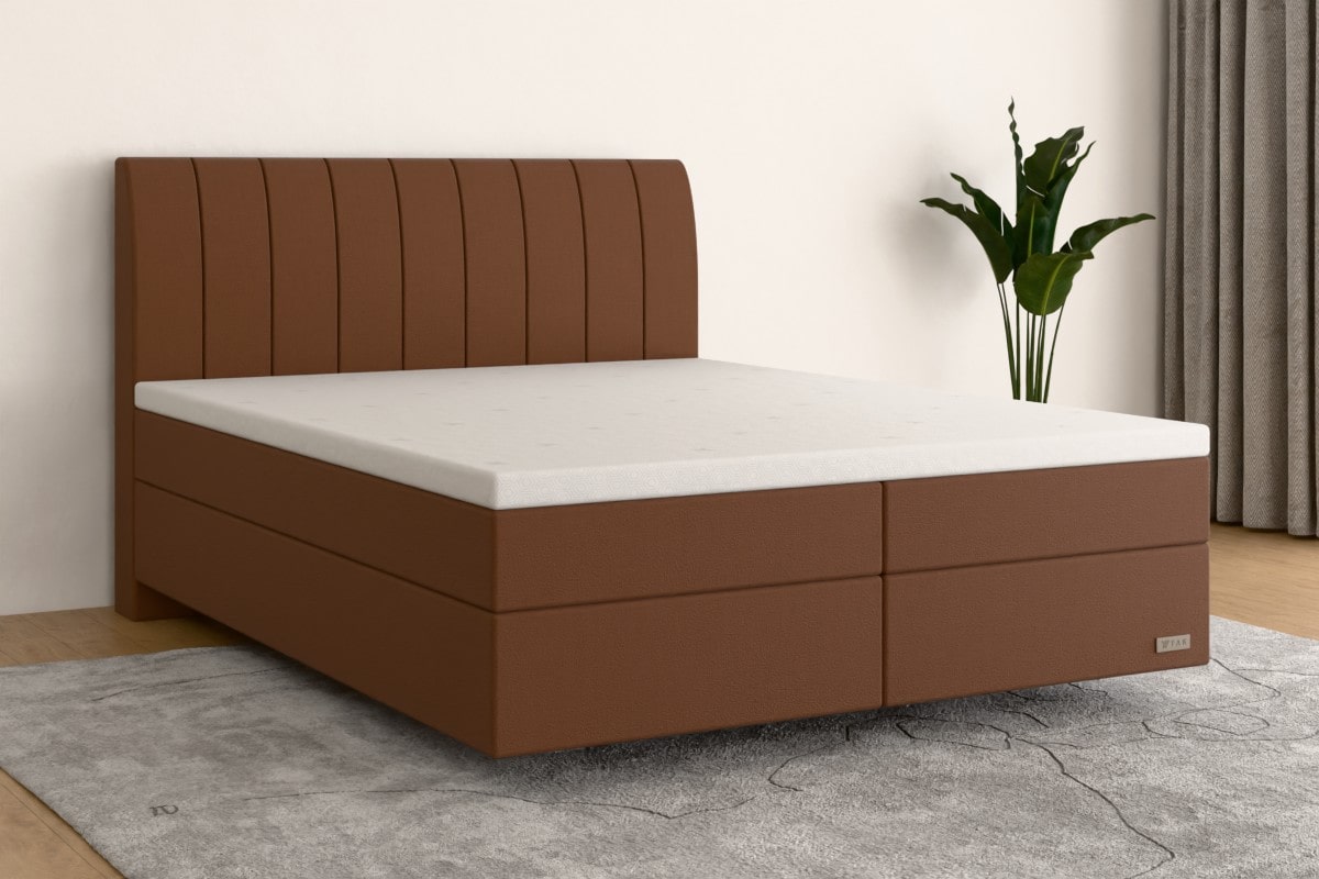 Boxspringbett MAX  200x200 cm  Cognac (Kunstleder)  H4 /H3 KCO400SO