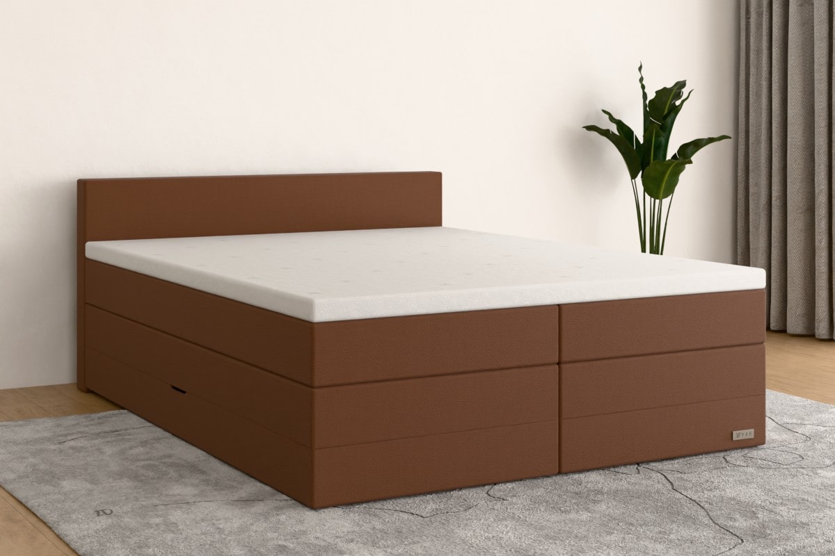 Boxspringbett MAX  140x200 cm  Cognac (Kunstleder)  H4 /- KCO5BKSO
