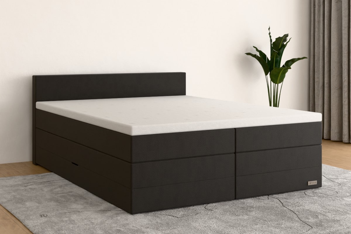 Boxspringbett MAX  140x200 cm  Grau (Kunstleder)  H3 /- KGR5BKSO
