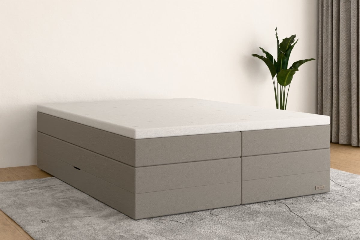 Boxspringbett MAX  180x200 cm  Hellgrau (Kunstleder)  H2 /H3 KHG0BKSO
