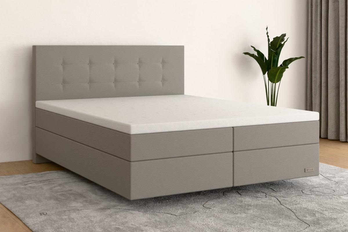 Boxspringbett MAX  140x200 cm  Hellgrau (Kunstleder)  H3 /- KHG200SO