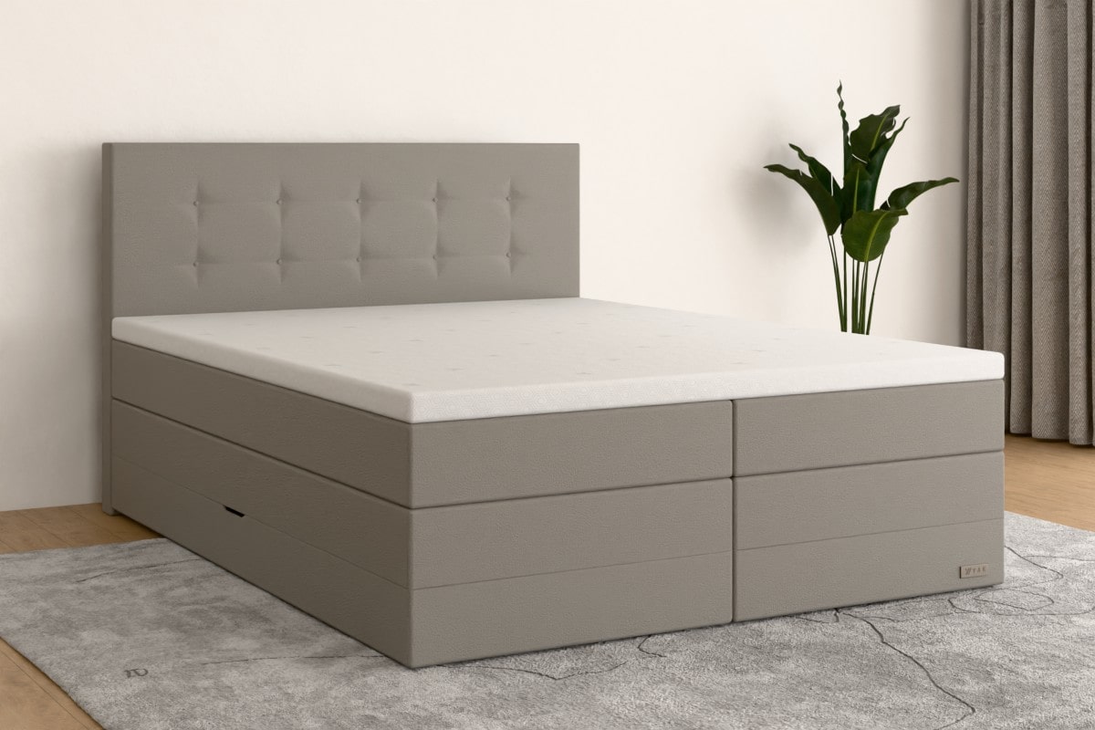 Boxspringbett MAX  160x200 cm  Hellgrau (Kunstleder)  H3 /H4 KHG2BKSO