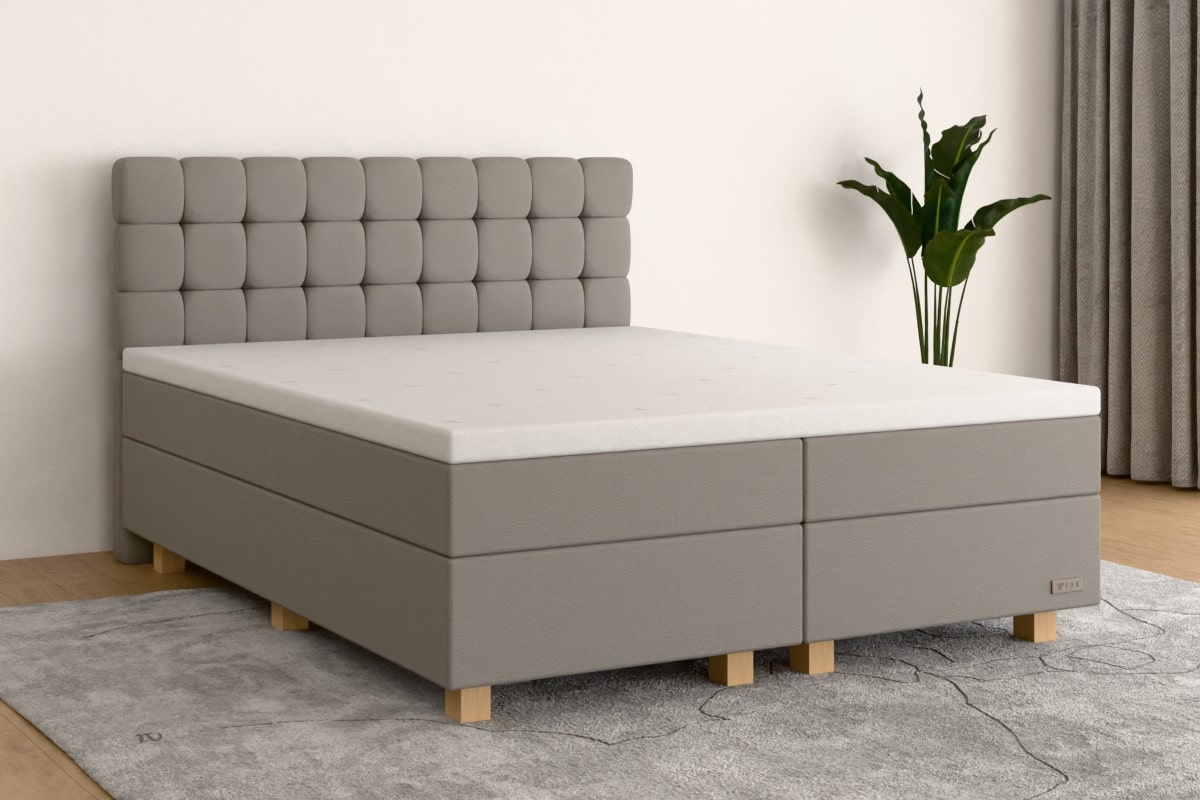 Boxspringbett MAX  200x200 cm  Hellgrau (Kunstleder)  H4 /H4 KHG300SF