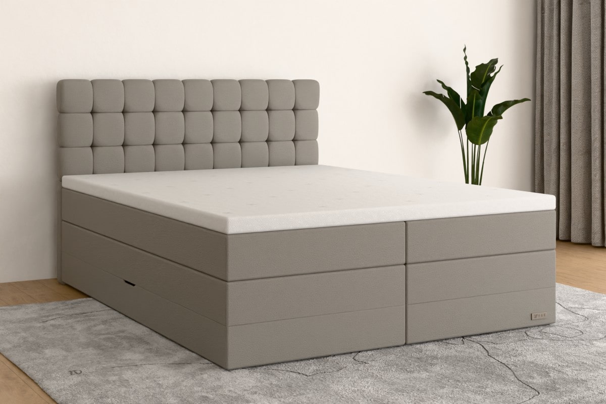 Boxspringbett MAX  140x200 cm  Hellgrau (Kunstleder)  H2 /- KHG3BKSO