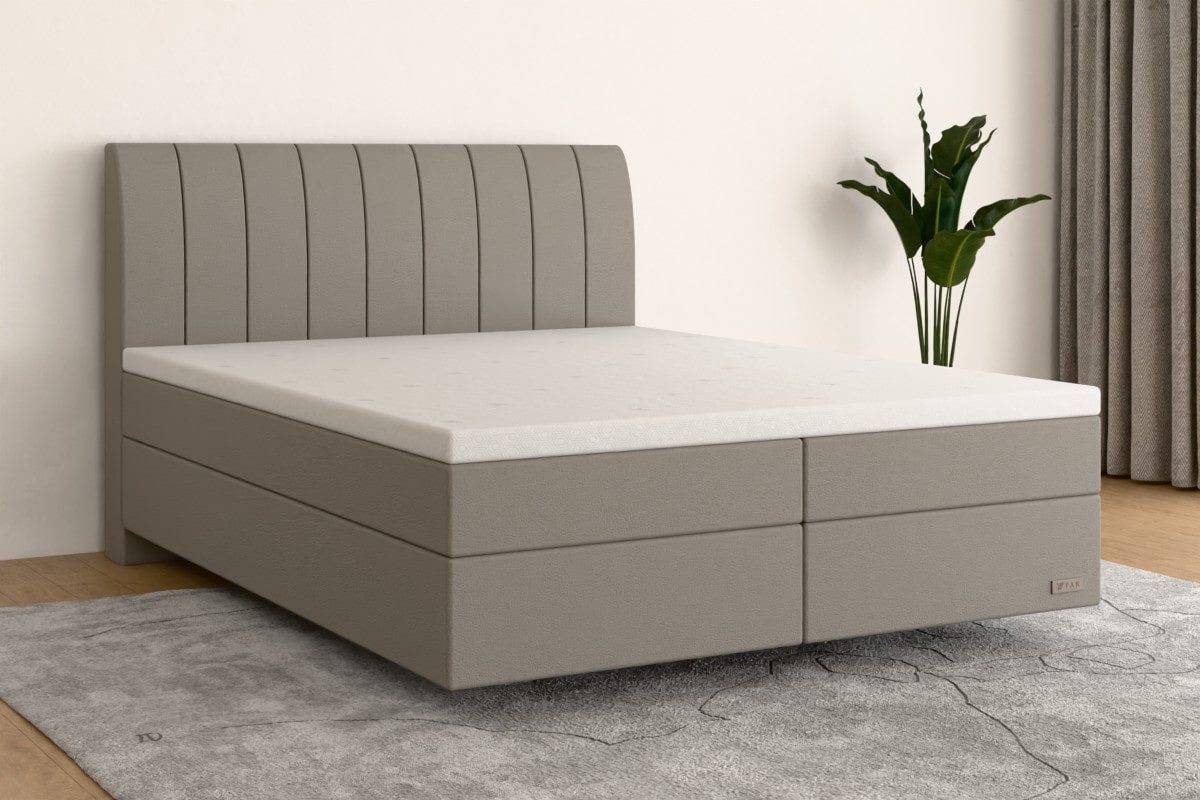 Boxspringbett MAX  140x200 cm  Hellgrau (Kunstleder)  H3 /- KHG400SO