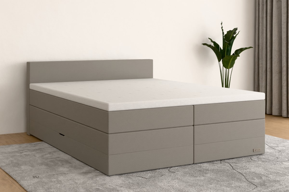 Boxspringbett MAX  160x200 cm  Hellgrau (Kunstleder)  H3 /H3 KHG5BKSO