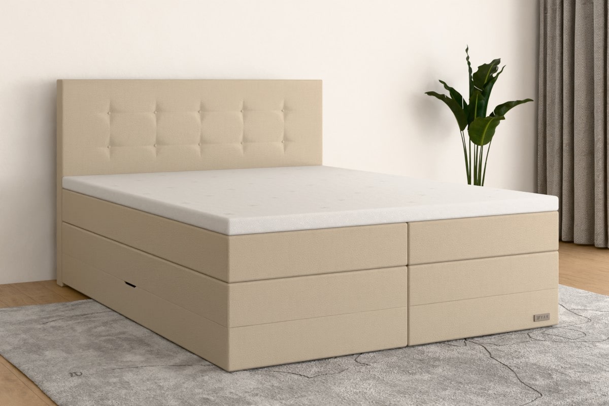 Boxspringbett MAX  180x200 cm  Sand (Kunstleder)  H2 /H4 KSA2BKSO