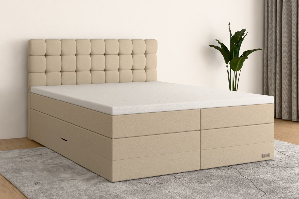 Boxspringbett MAX  140x200 cm  Sand (Kunstleder)  H2 /- KSA3BKSO