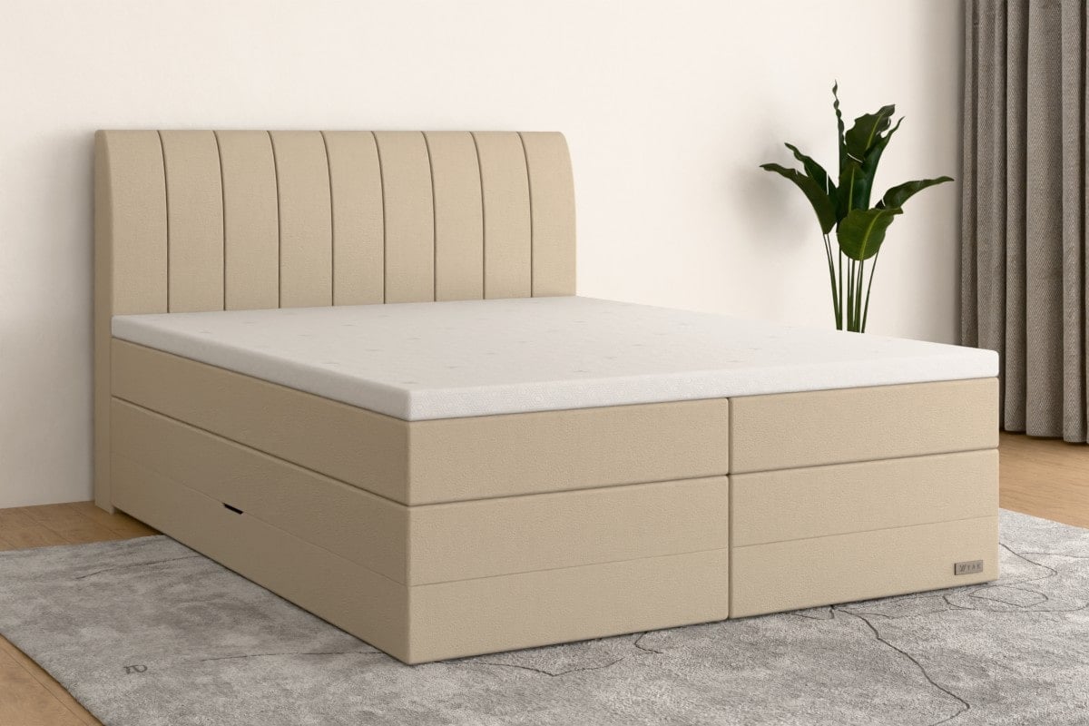 Boxspringbett MAX  200x200 cm  Sand (Kunstleder)  H2 /H3 KSA4BKSO