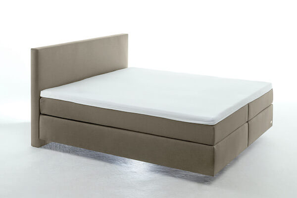 Y Boxspringbett Beige Schlicht Kopfteil