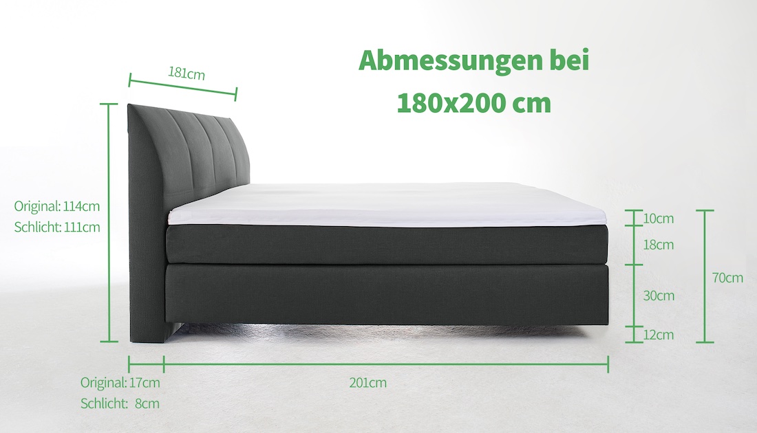 YAK Boxspringbett Abmessungen