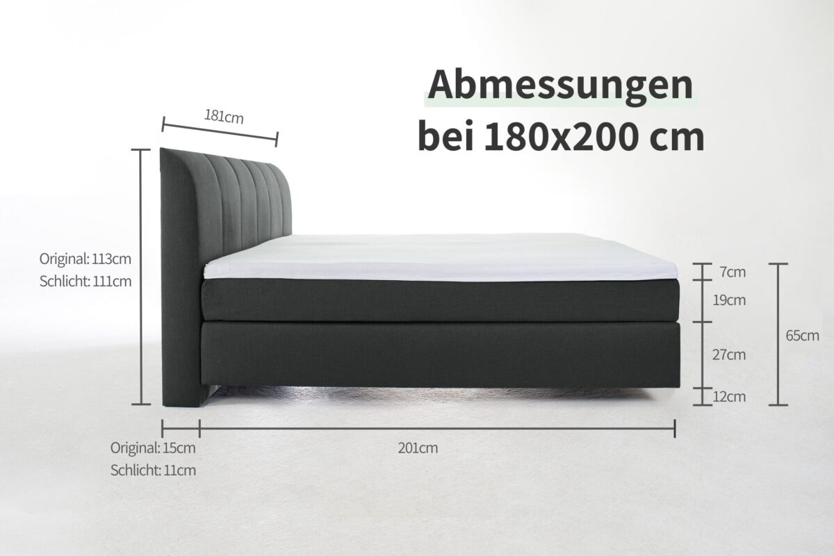 Boxspringbett Abmessungen 180x200