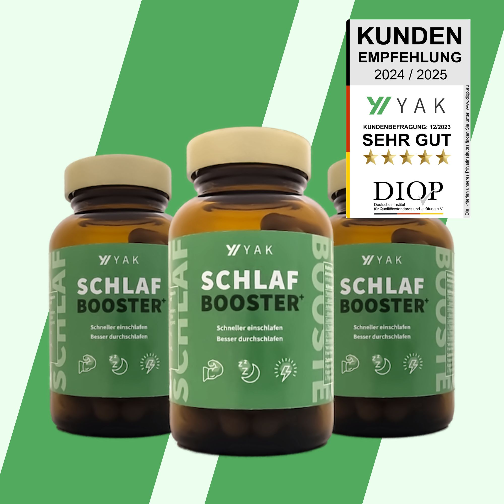 Beste Schlaftabletten stark von YAK - mit Melatonin, rezeptfrei - Hilft auch bei Jetlag und Schichtarbeit - Einschlafhilfe mit Made in Germany